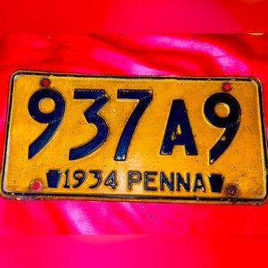 Pennsylvania Vintage 1934 Double Keystone License Plate. 937A9